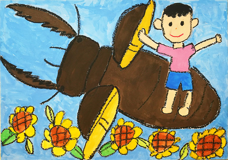 クワガタといっしょにおさんぽしたいな