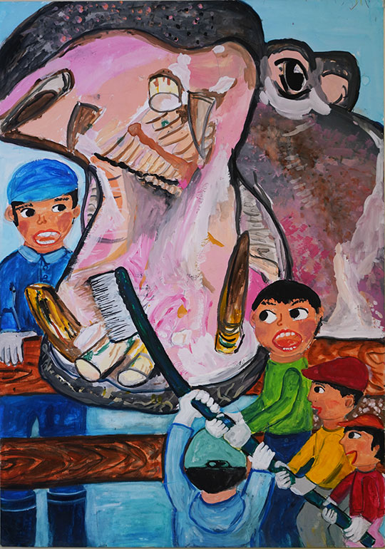 カバのはみがき